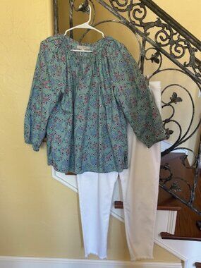 LOFT Floral Peasant Style Blouse